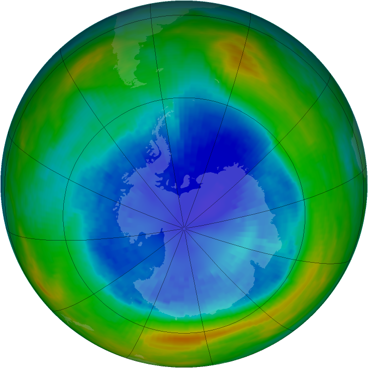 Antarctic ozone map for 07 September 1987